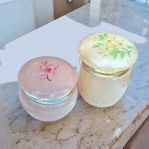 🌺Two Vintage Lefton Alabaster Trinket Boxes